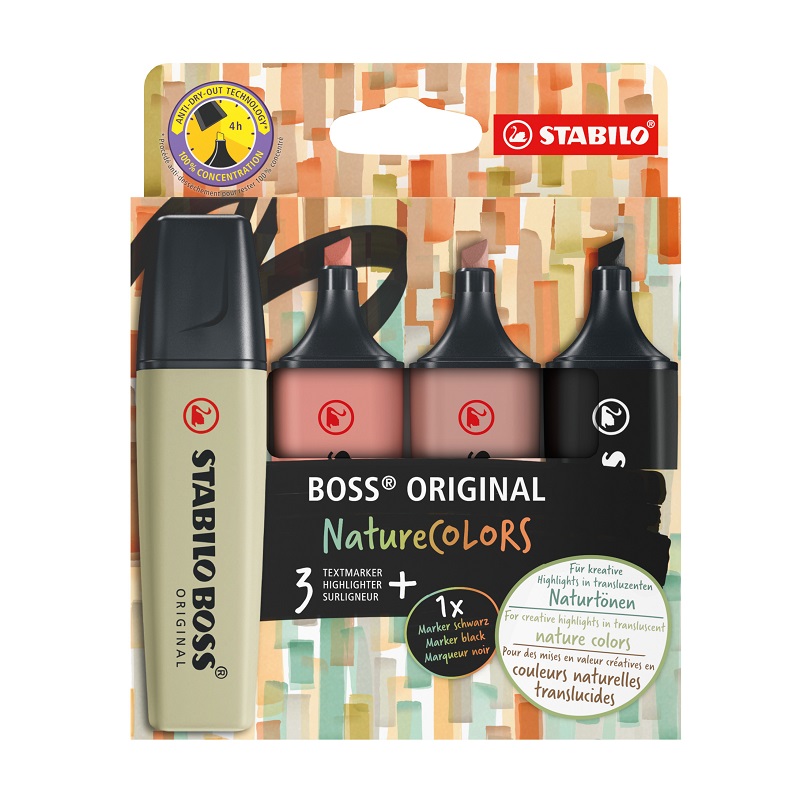 Zvýrazňovač STABILO BOSS ORIGINAL, nature 4ks "A"