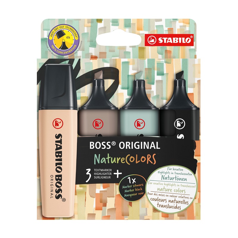 Zvýrazňovač STABILO BOSS ORIGINAL, nature 4ks "B"
