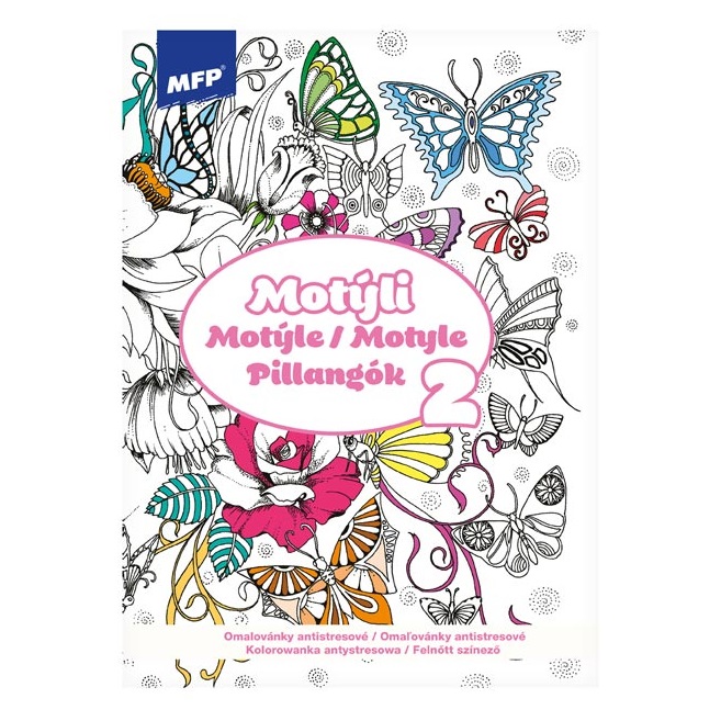 Omalovánky antistresové Motýli, A4 32 listů