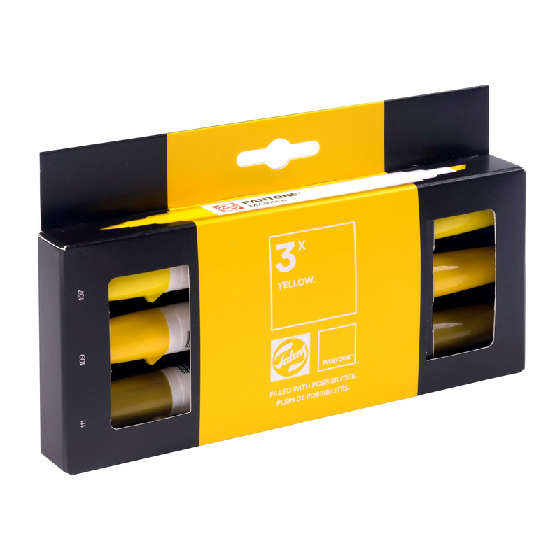 ROYAL TALENS Pigmentové fixy PANTONE Duo Tip, 3ks Yellow