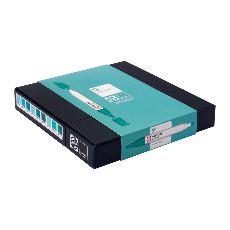 ROYAL TALENS Pigmentové fixy PANTONE Duo Tip, 9ks Blue Green