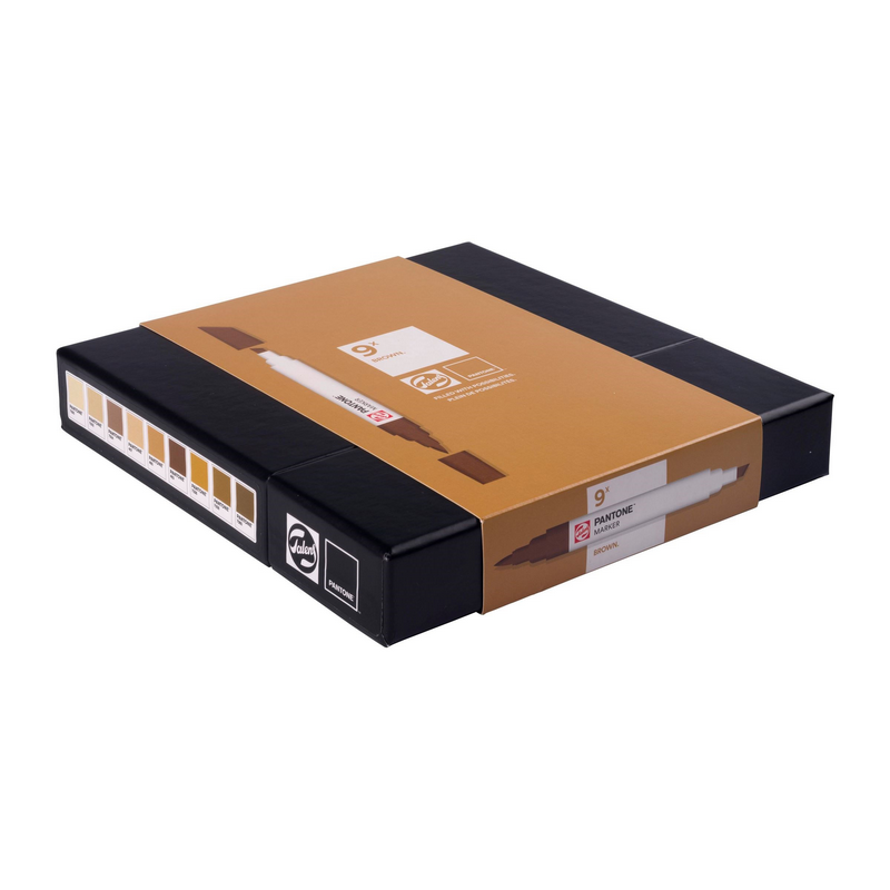 ROYAL TALENS Pigmentové fixy PANTONE Duo Tip, 9ks Brown