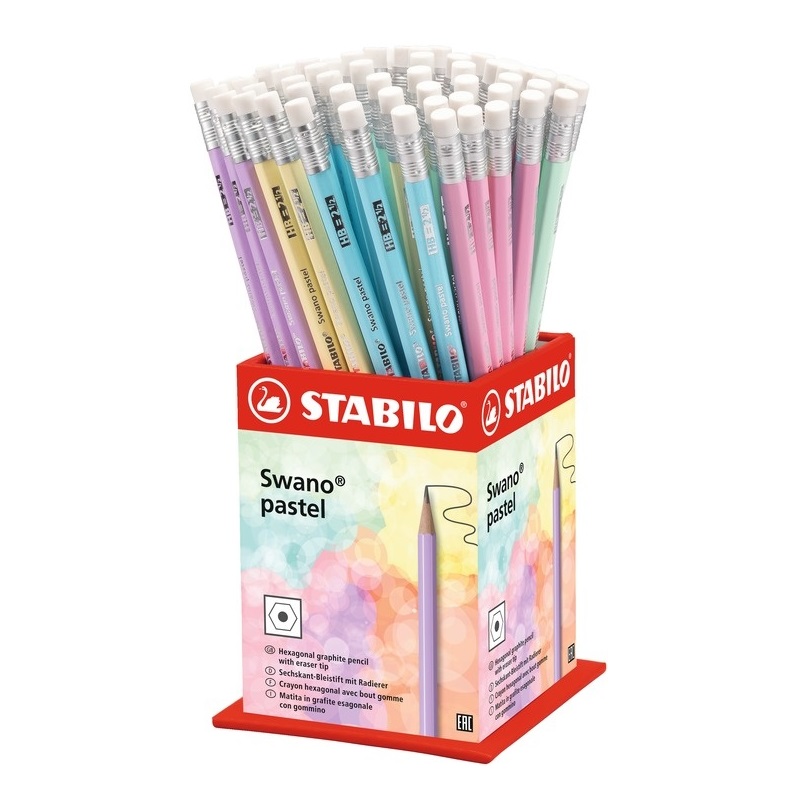 Grafitové tužky STABILO Pastel s gumou HB, 72ks ve stojánku
