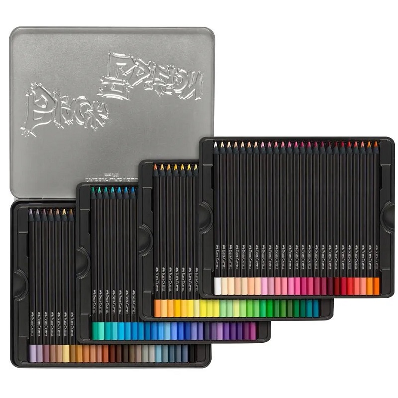 FABER-CASTELL černé pastelky BLACK EDITION, 100ks v kovové krabičce