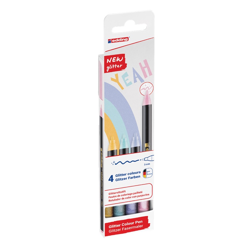 Fix EDDING 1200 GLITTER na papír, 4ks pastelové