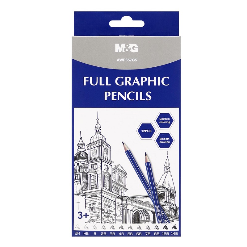 M&G grafitové tužky, 12ks v plastové krabičce