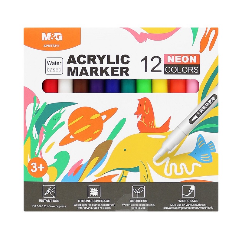 M&G akrylový popisovač, 12ks neonové