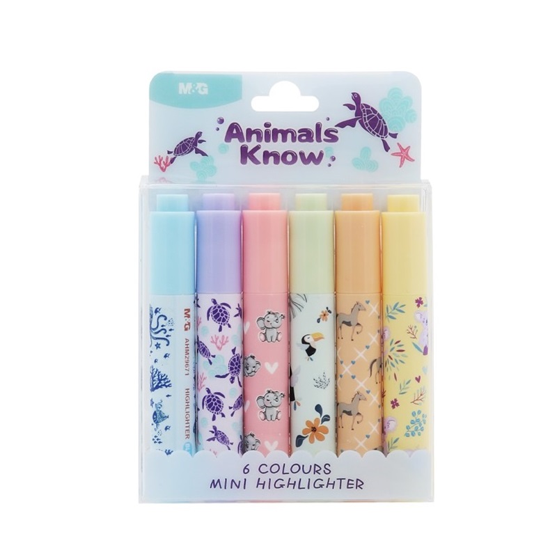 M&G zvýrazňovače "Animals Know", 6ks MINI pastelové