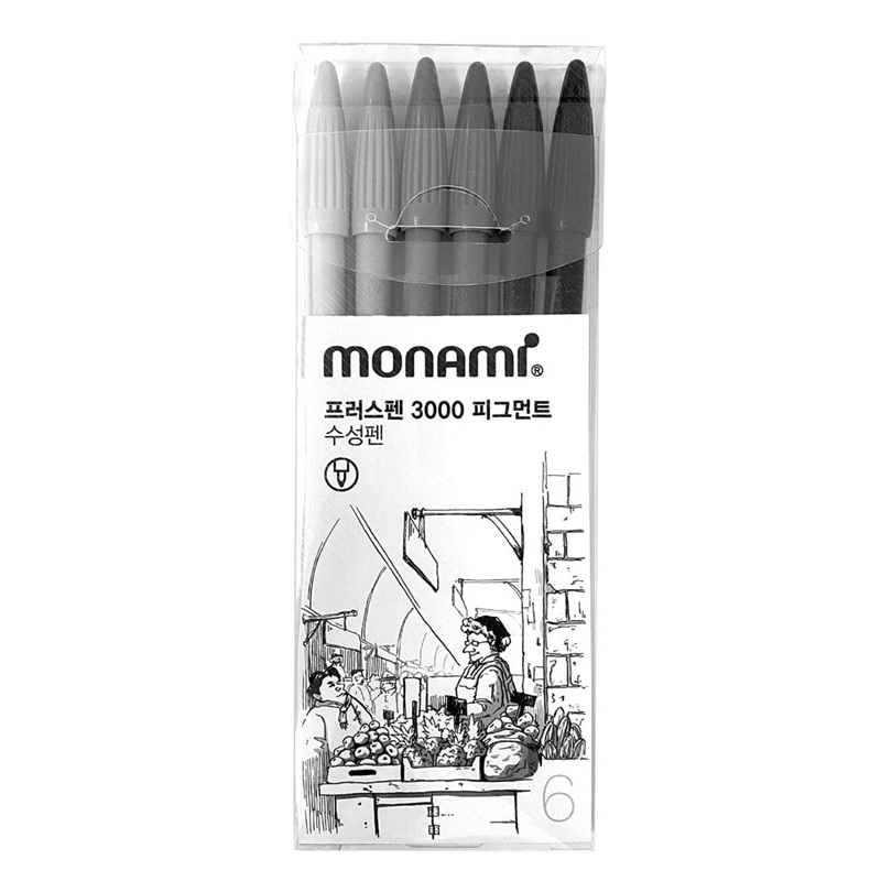 MONAMI popisovač Pen Plus 3000, sada 6ks šedé pigmentové