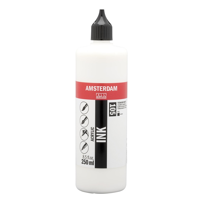 Akrylový inkoust AMSTERDAM 250 ml, Titanium White (105)