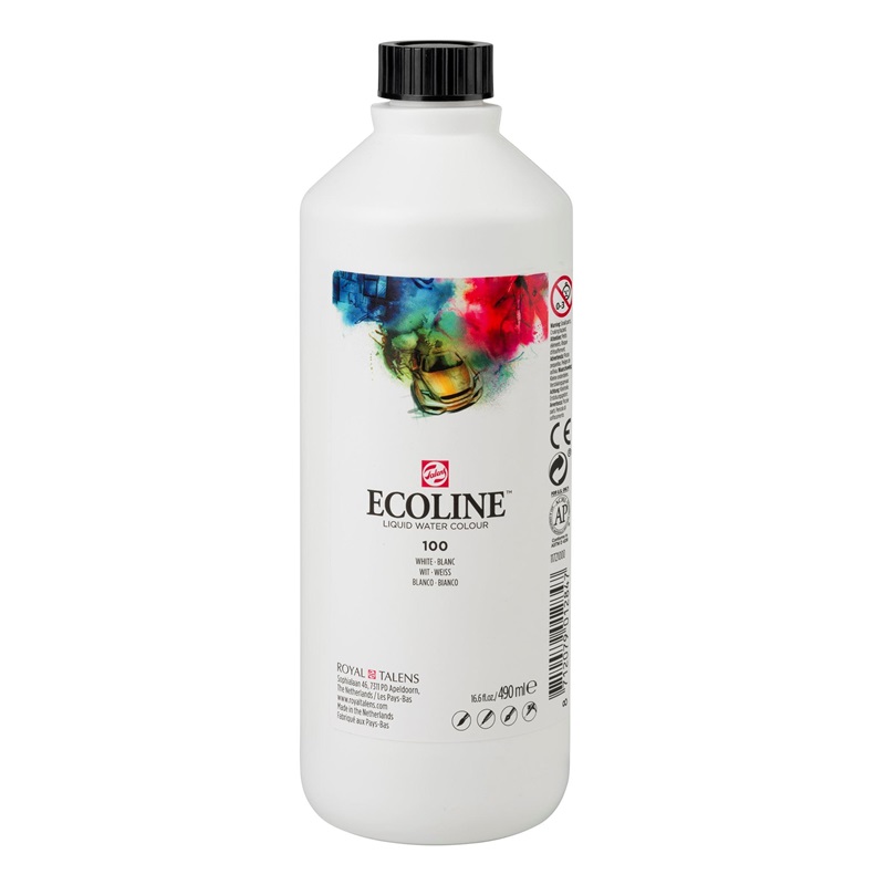 ROYAL TALENS Akvarelový inkoust ECOLINE Aquarell Ink 490 ml, White (100)