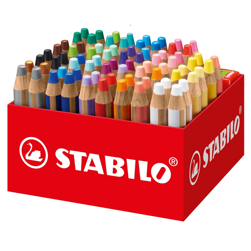 Pastelky STABILO woody 3in1, 76ks v boxu + 4 ořezávátka