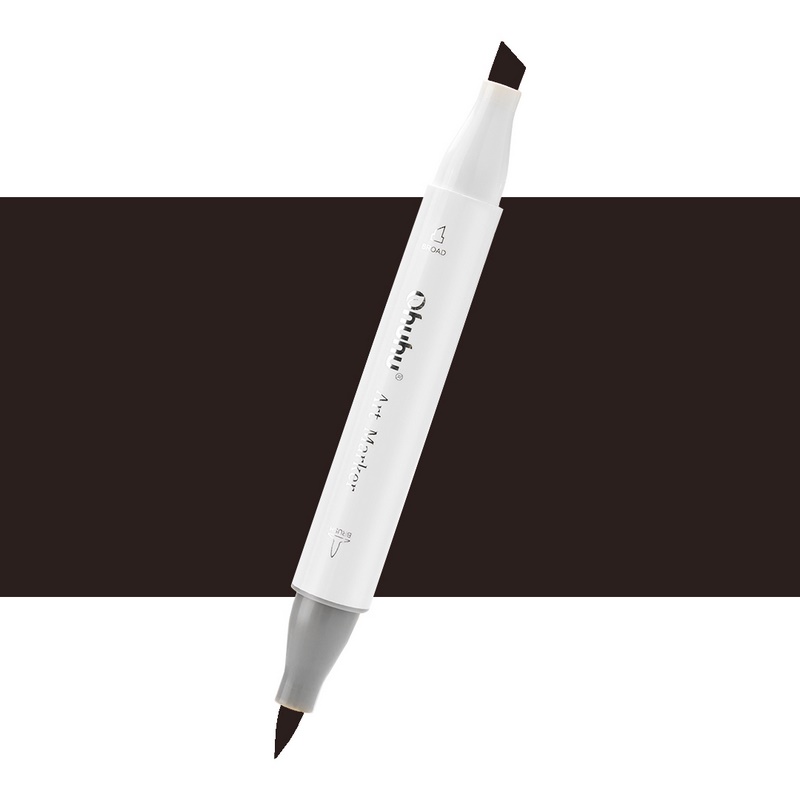 Lihová fixa OHUHU oboustranná Brush & Chisel, 120 black