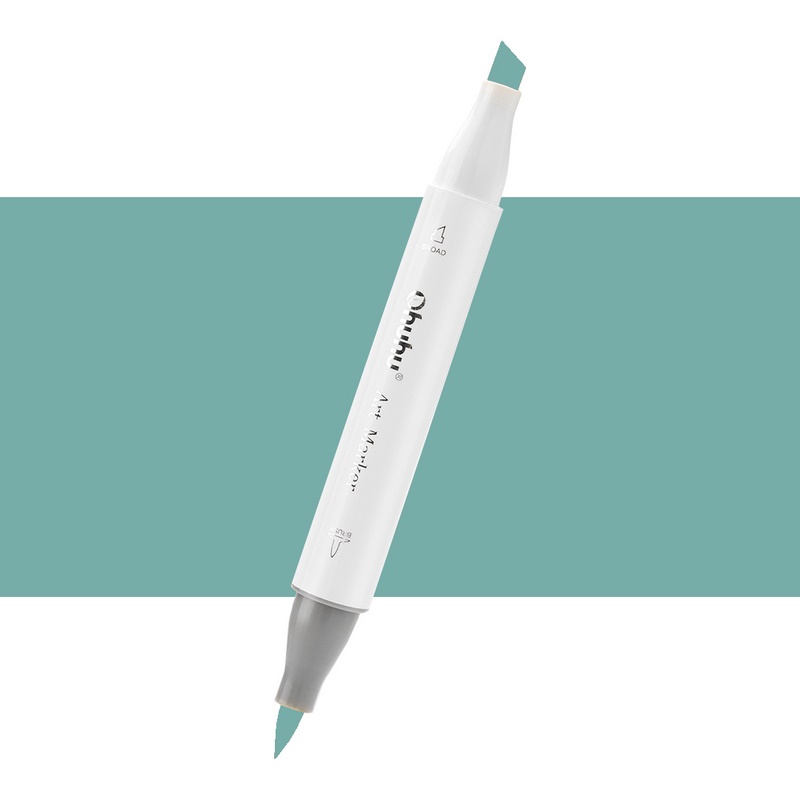 Lihová fixa OHUHU oboustranná Brush & Chisel, BG5 Dolphin Blue