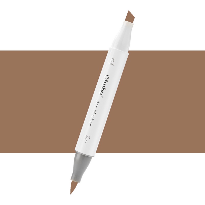 Lihová fixa OHUHU oboustranná Brush & Chisel, E310 Dark Brown