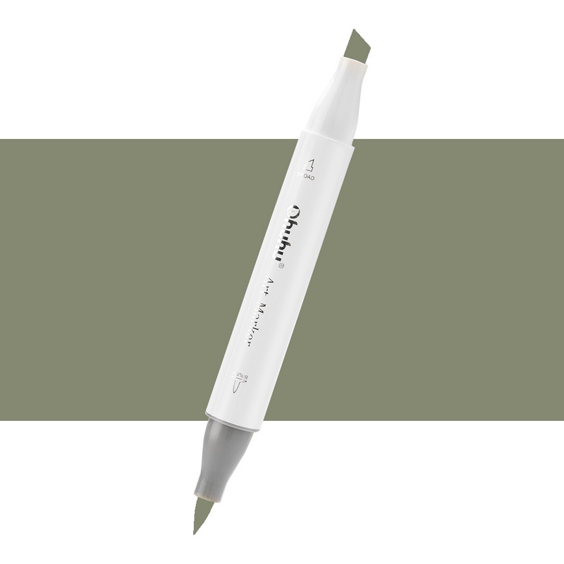 Lihová fixa OHUHU oboustranná Brush & Chisel, G300 Dark Olive