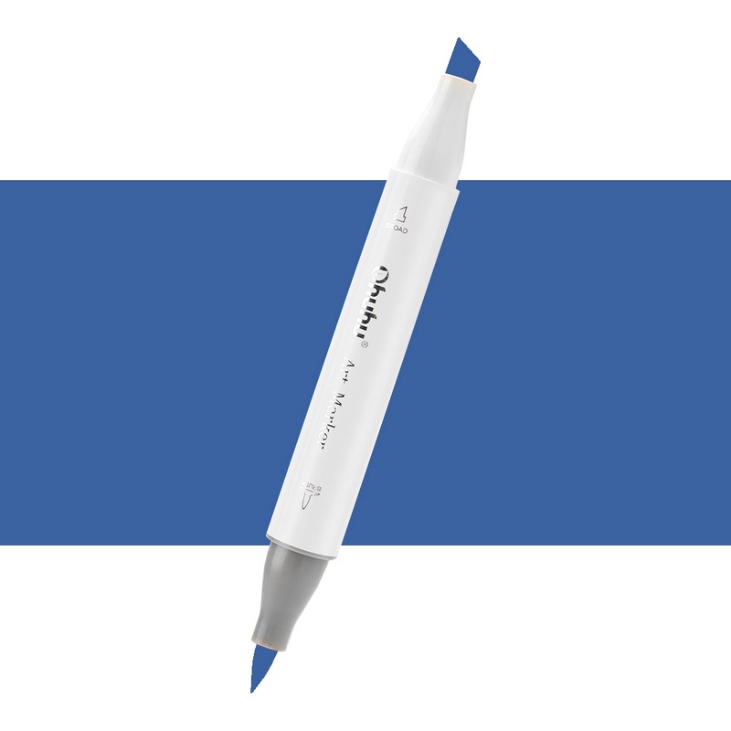 Lihová fixa OHUHU oboustranná Brush & Chisel, PB3 Cobalt Blue