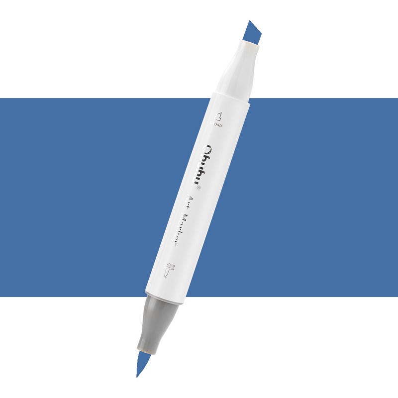 Lihová fixa OHUHU oboustranná Brush & Chisel, PB5 Prussian Blue