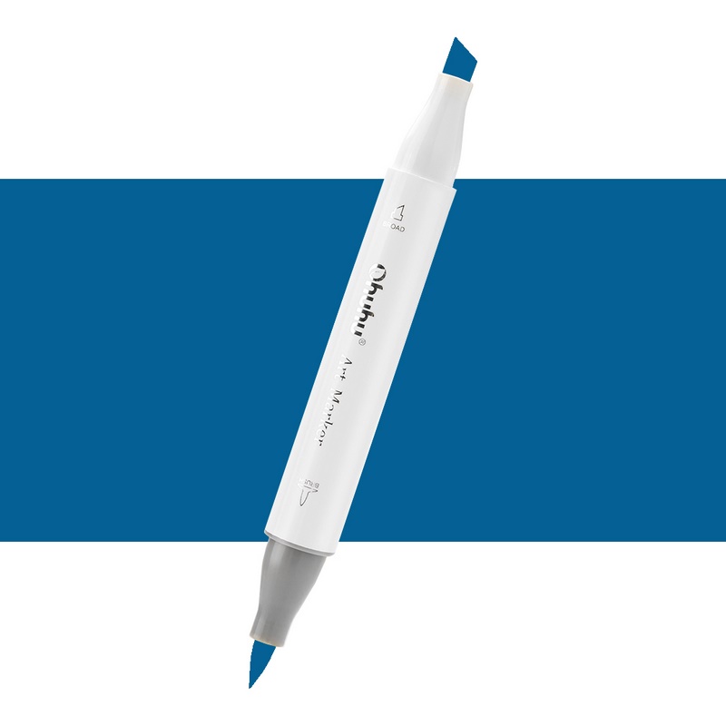 Lihová fixa OHUHU oboustranná Brush & Chisel, PB6 Royal Blue