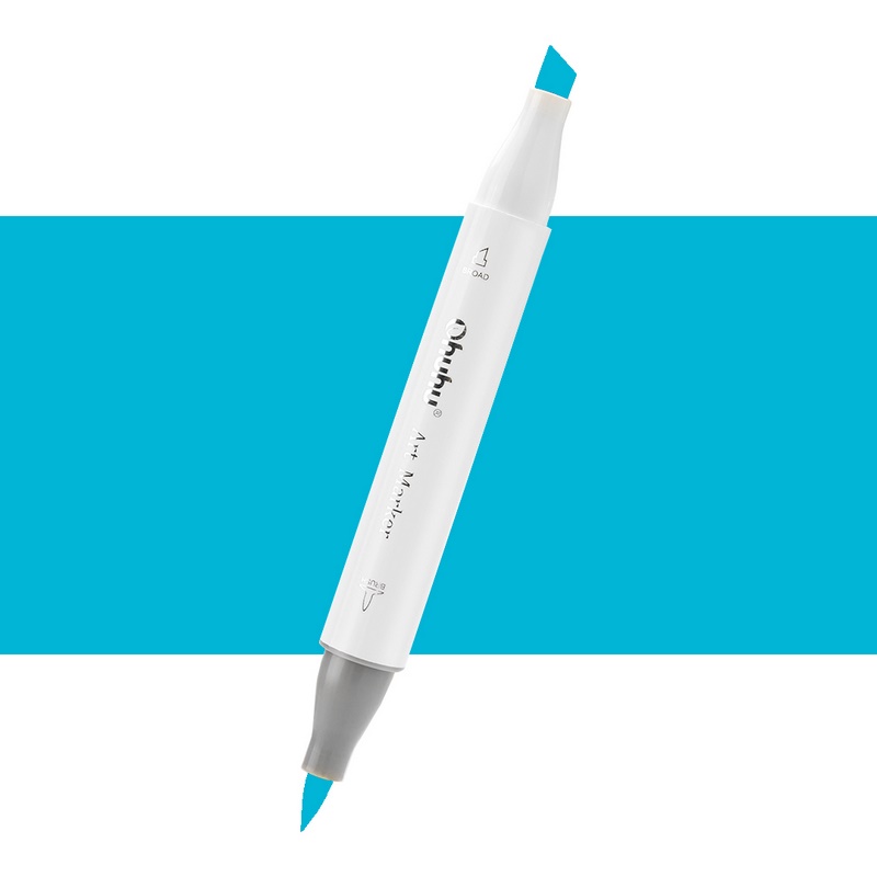 Lihová fixa OHUHU oboustranná Brush & Chisel, PB8 Cerulean Blue