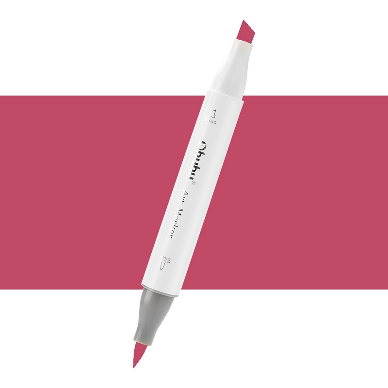 Lihová fixa OHUHU oboustranná Brush & Chisel, R230 Strong Red