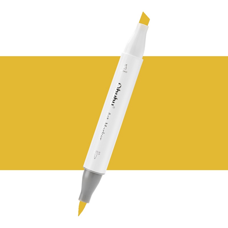 Lihová fixa OHUHU oboustranná Brush & Chisel, Y070 Acid Yellow