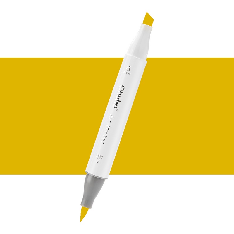 Lihová fixa OHUHU oboustranná Brush & Chisel, Y090 Deep Lemon