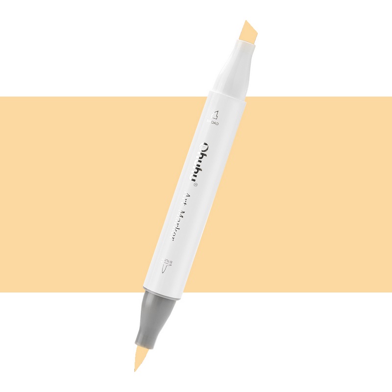 Lihová fixa OHUHU oboustranná Brush & Chisel, Y1 Pastel Yellow