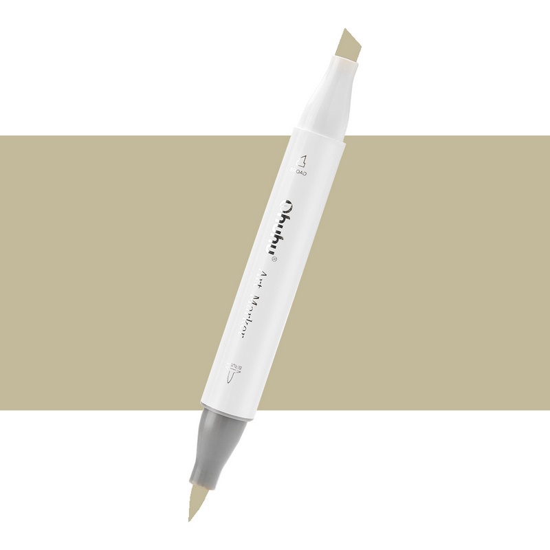 Lihová fixa OHUHU oboustranná Brush & Chisel, Y7 Dull Yellow