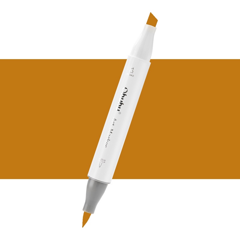 Lihová fixa OHUHU oboustranná Brush & Chisel, Y180 Shallow Orange Cafe