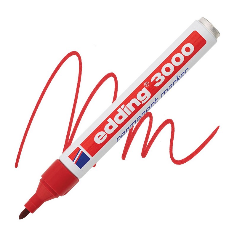 Permanentní popisovač EDDING 3000, červený