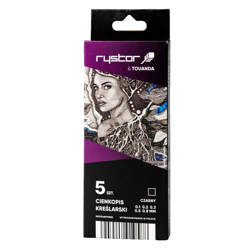 Technické linery RYSTOR Technic, 5 ks černé