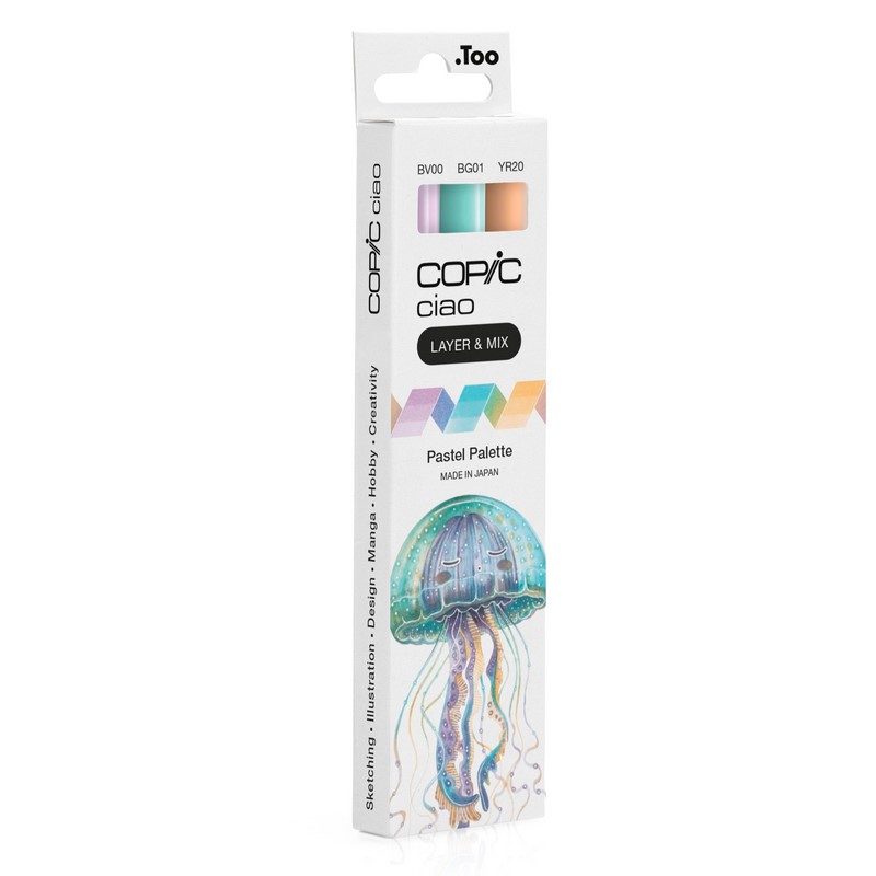 Lihové fixy COPIC Ciao oboustranné Brush & Chisel 3ks, Pastel Palette