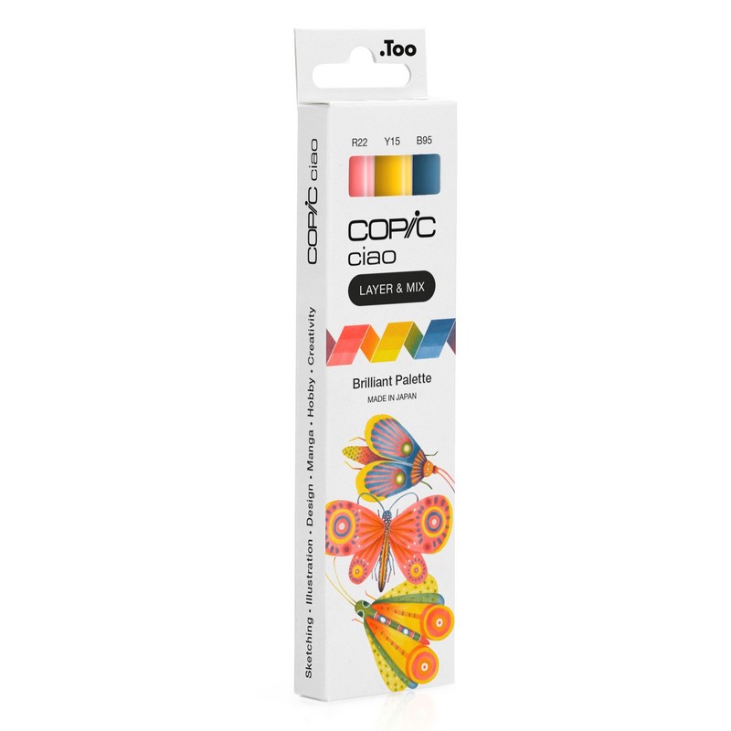 Lihové fixy COPIC Ciao oboustranné Brush & Chisel 3ks, Brilliant Palette