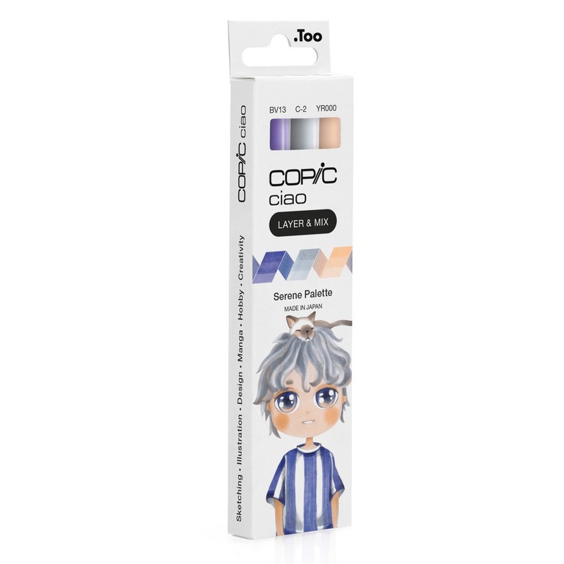 Lihové fixy COPIC Ciao oboustranné Brush & Chisel 3ks, Serene Palette