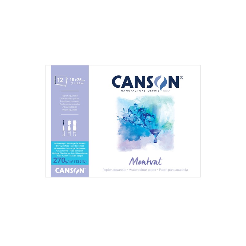 Blok CANSON Montval Aquarelle 18x25cm, 12 listů 270g