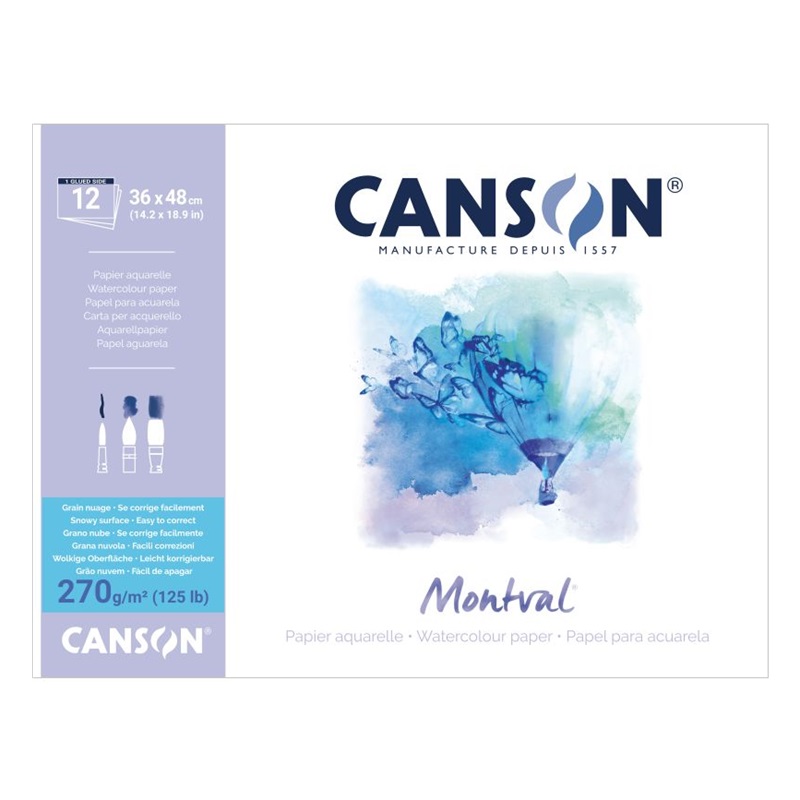 Blok CANSON Montval Aquarelle 36x48cm, 12 listů 270g
