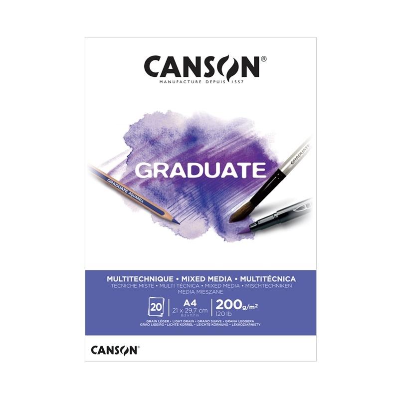 Blok CANSON Graduate Mixed Media A4, 20 listů White 200g