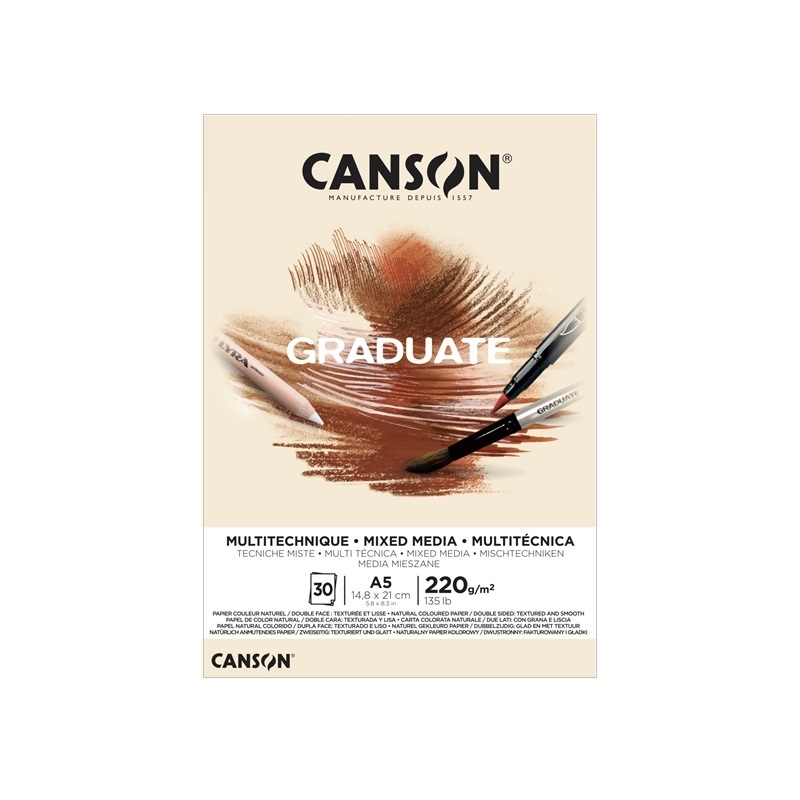 Blok CANSON Graduate Mixed Media A5, 30 listů Natur 220g