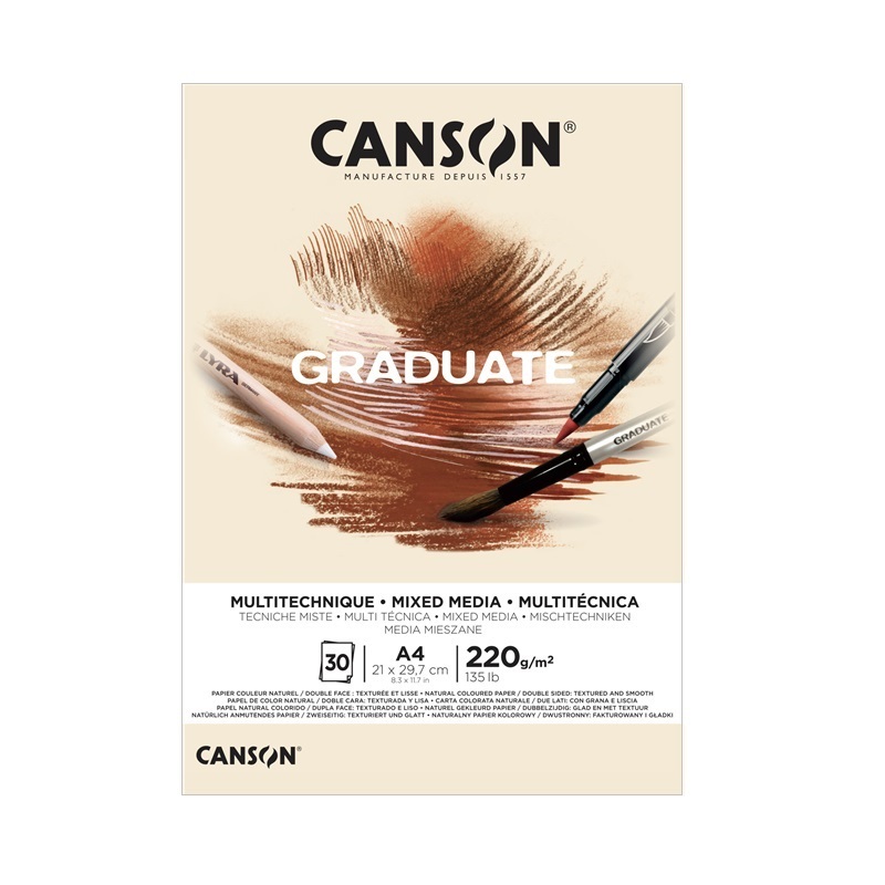 Blok CANSON Graduate Mixed Media A4, 30 listů Natur 220g