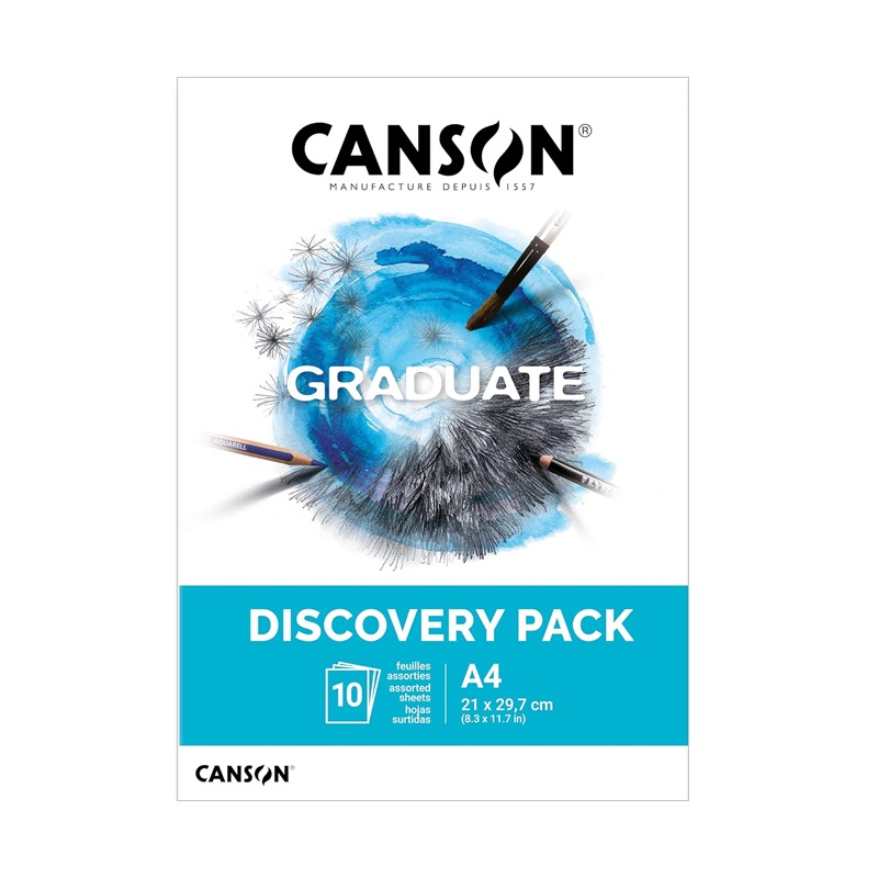 Blok CANSON Graduate Assorted Papers A4, 10 listů Discovery Pack