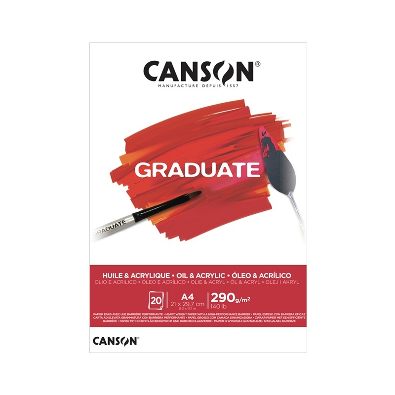Blok CANSON Graduate Oil & Acrylic A4, 20 listů 290g