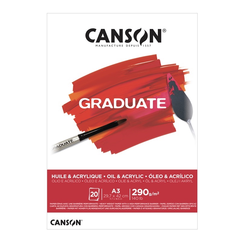 Blok CANSON Graduate Oil & Acrylic A3, 20 listů 290g