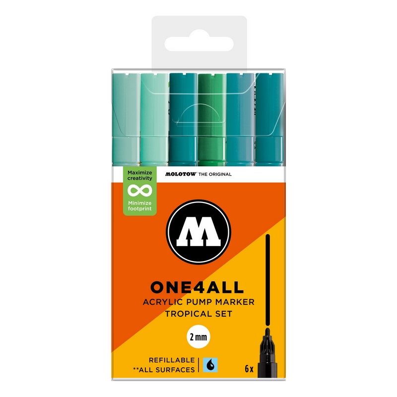 Akrylové fixy MOLOTOW One4All 127HS 2mm, 6ks Tropical Set