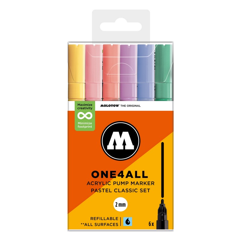 Akrylové fixy MOLOTOW One4All 127HS 2mm, 6ks Pastel Set A
