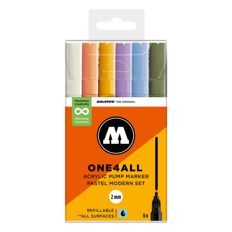 Akrylové fixy MOLOTOW One4All 127HS 2mm, 6ks Pastel Set B