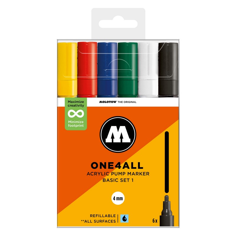 Akrylové fixy MOLOTOW One4All 227HS 4mm, 6ks Basic Set