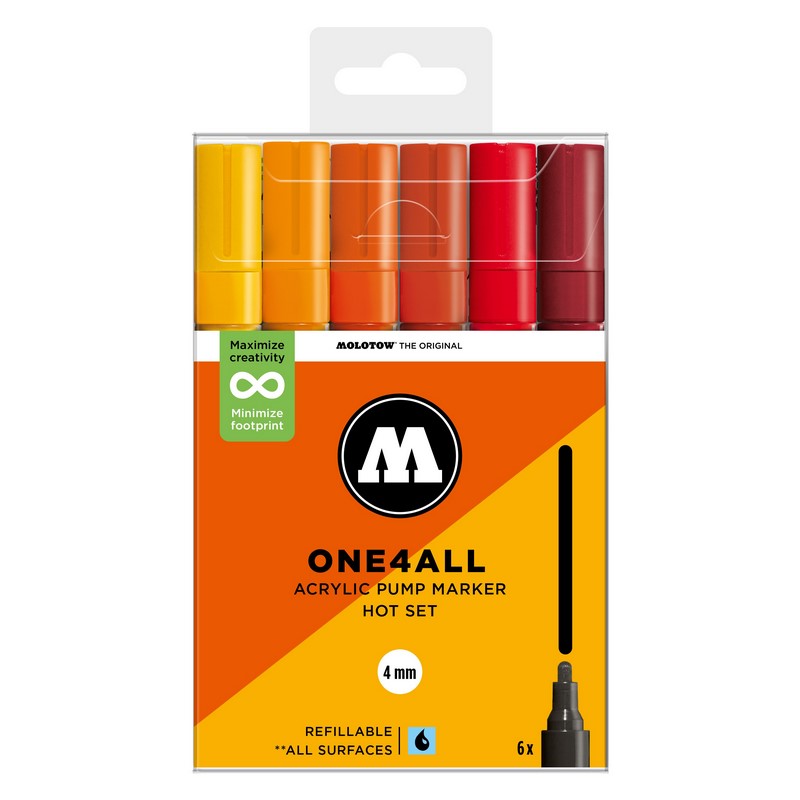 Akrylové fixy MOLOTOW One4All 227HS 4mm, 6ks Hot Set