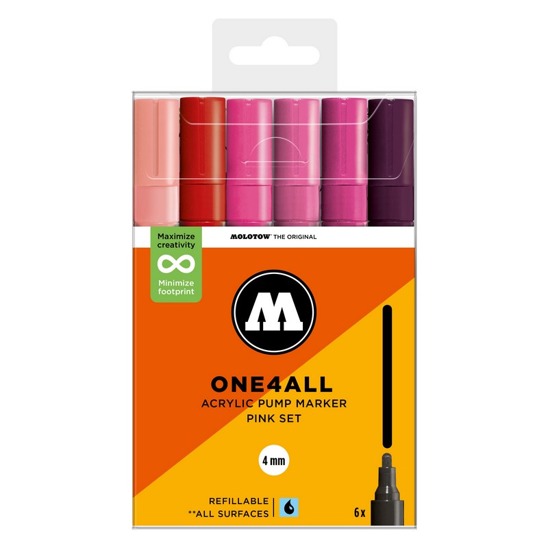 Akrylové fixy MOLOTOW One4All 227HS 4mm, 6ks Pink Set