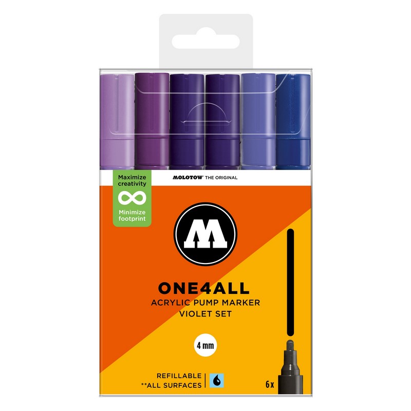 Akrylové fixy MOLOTOW One4All 227HS 4mm, 6ks Violet Set